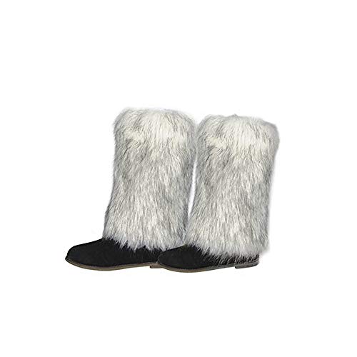 Faux Fur Leg Warmers in Black and White