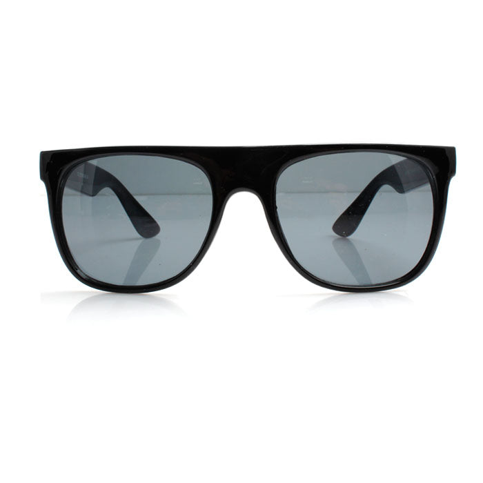 Black Wayfarer Flat Top Sunglasses with Black Lense