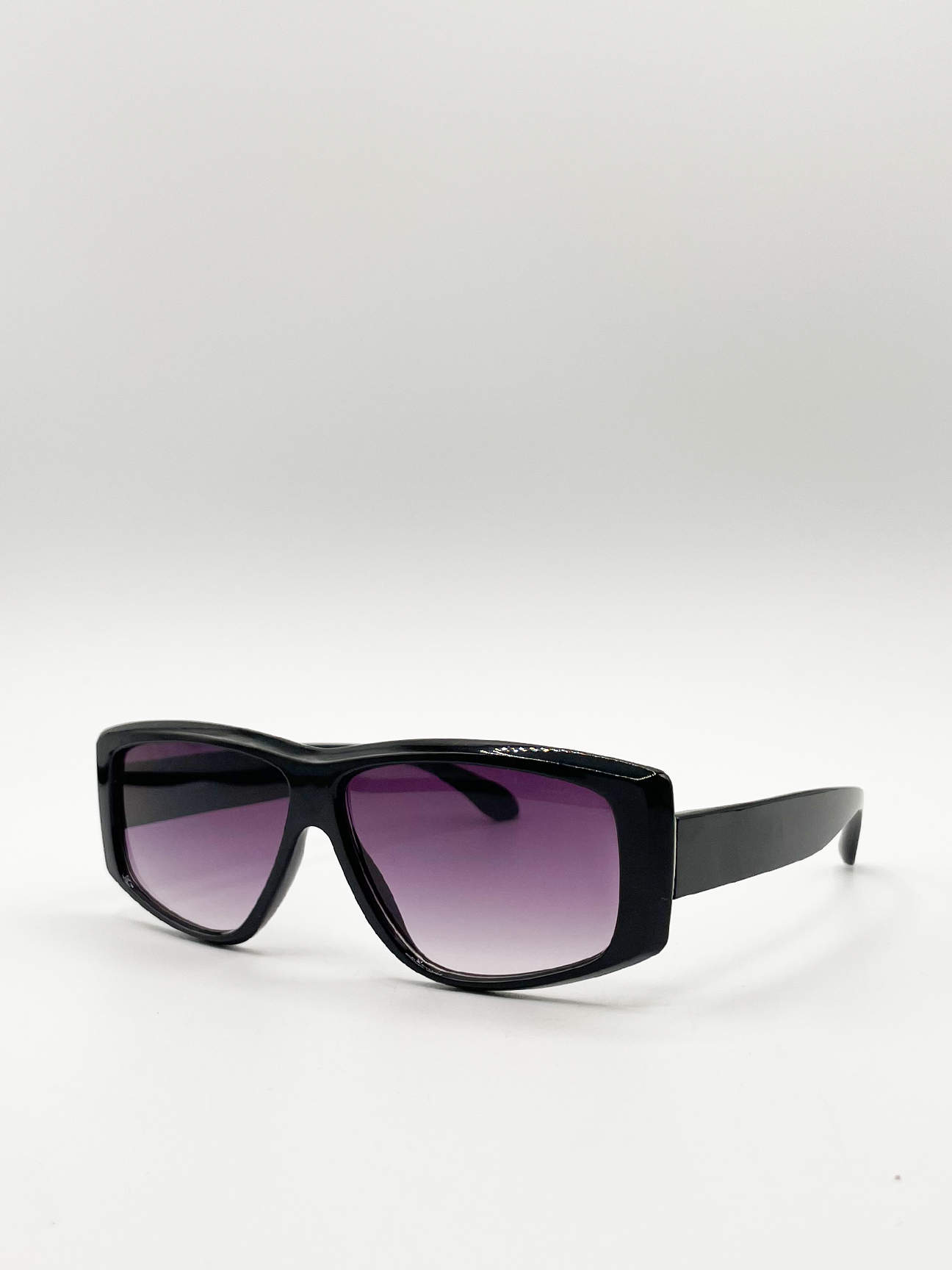 Black Racer Style Sunglasses with Black Lenses