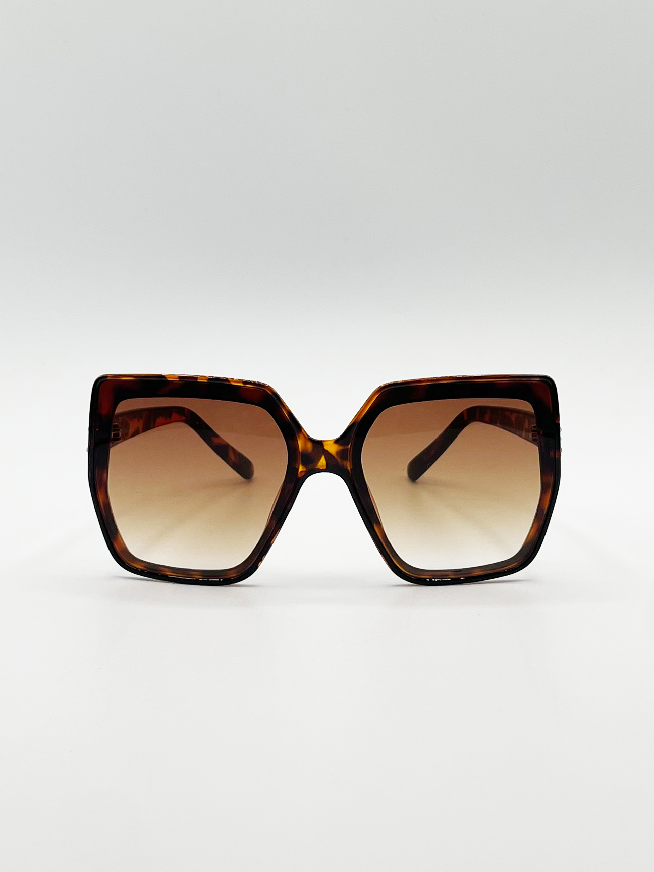 Oversize Cateye Sunglasses with Diamante Detail in Tortoise