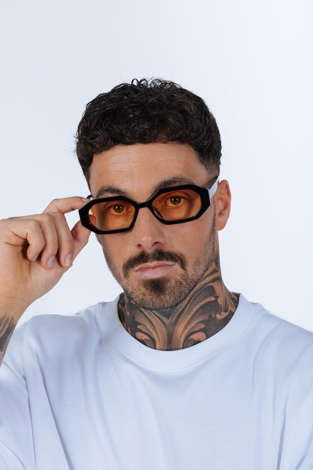 Oval Geomentric Sunglasses in Black Orange