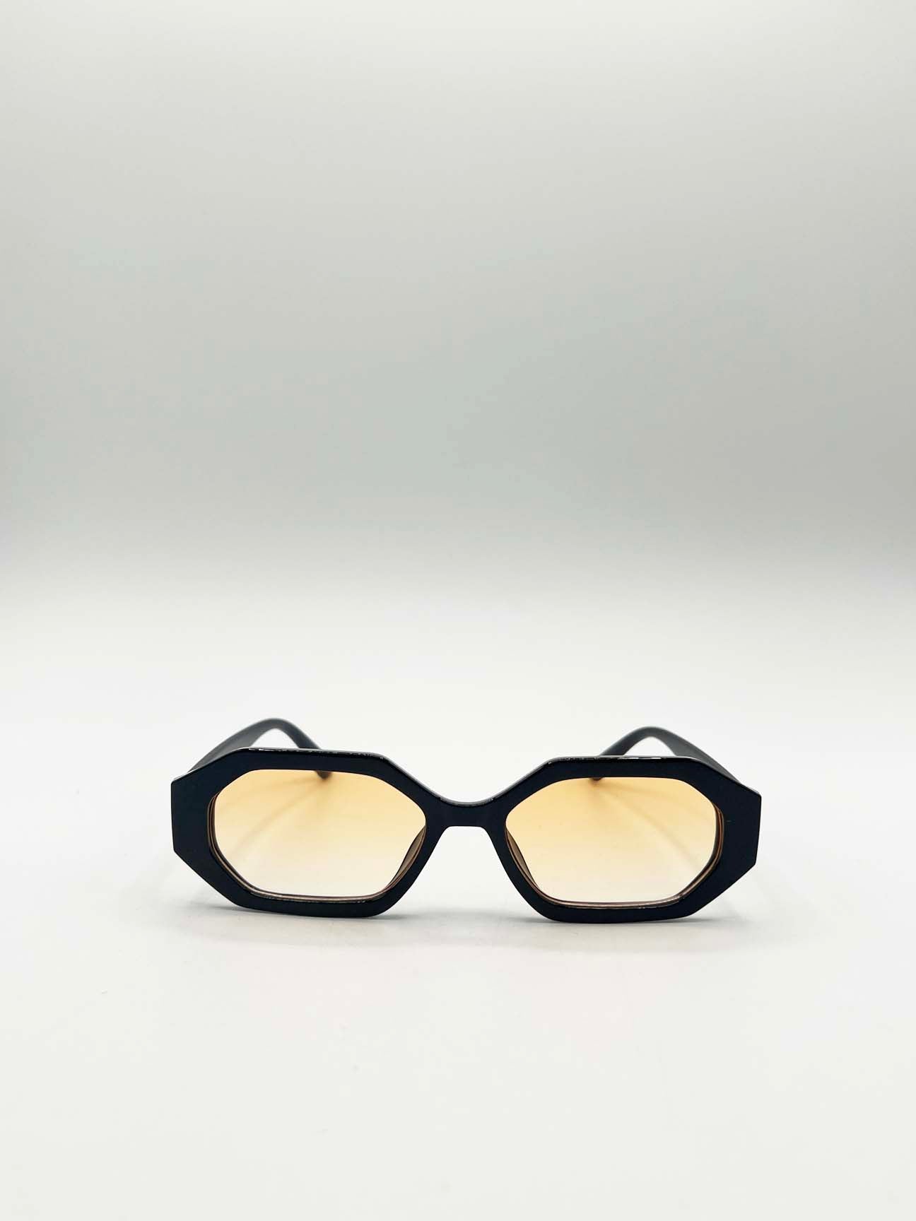Oval Geomentric Sunglasses in Black Orange