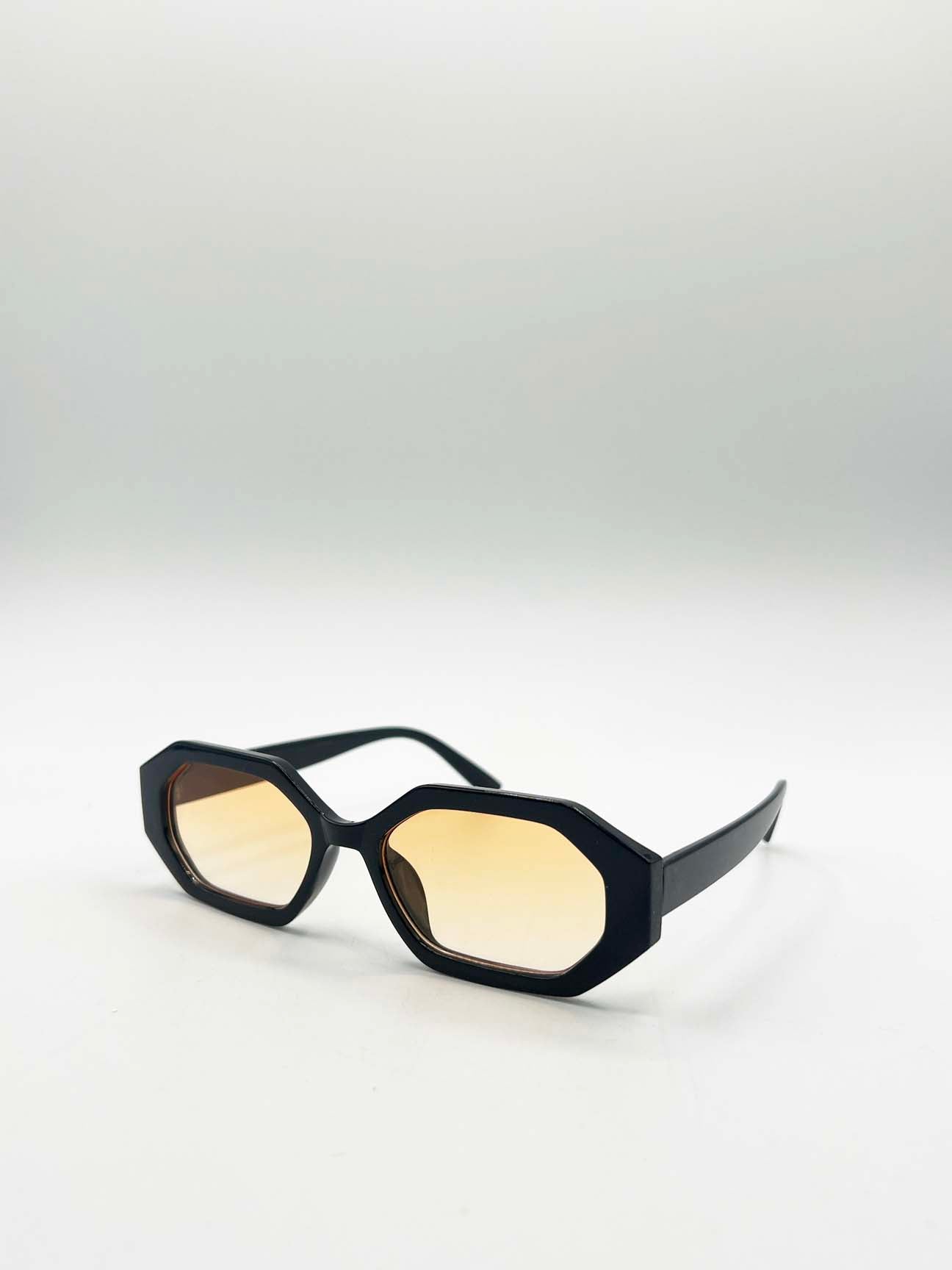 Oval Geomentric Sunglasses in Black Orange