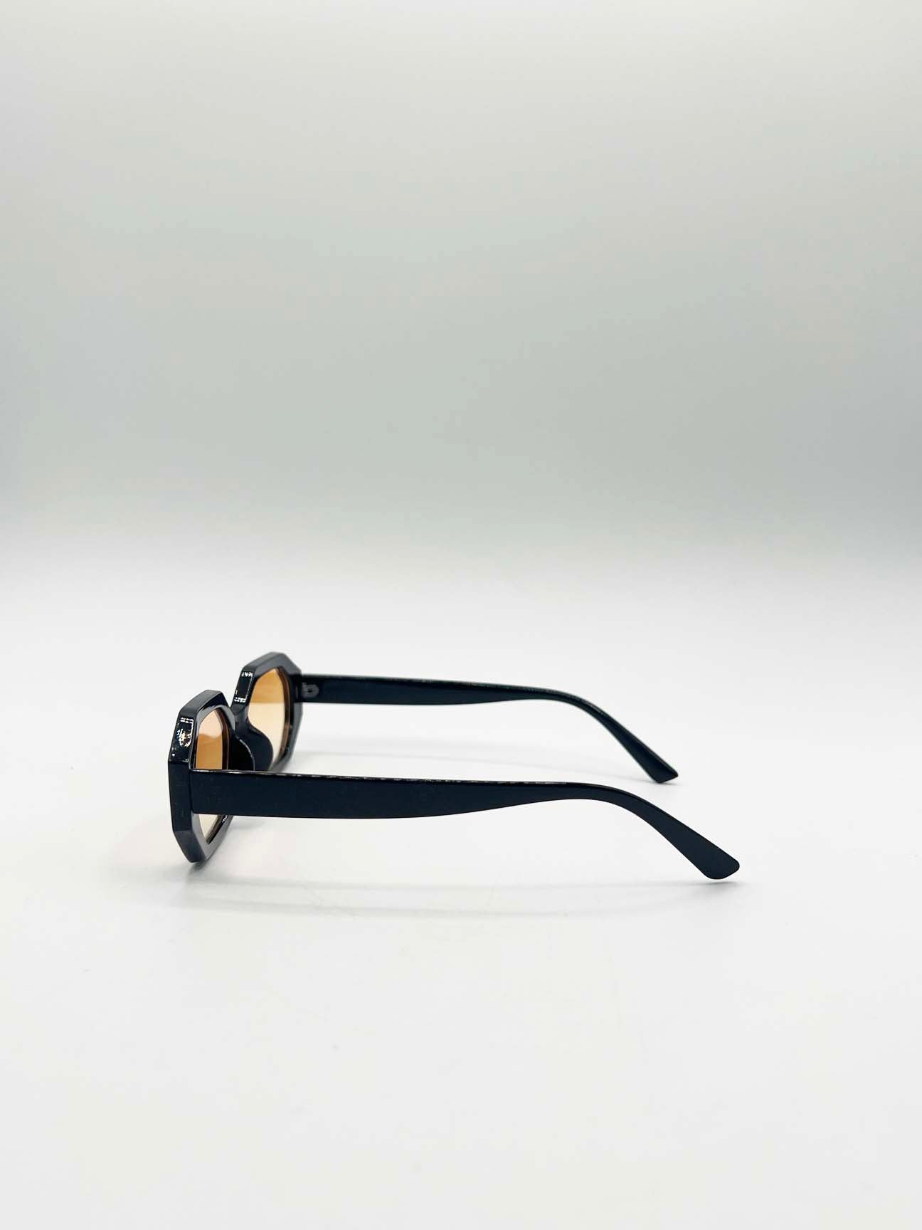 Oval Geomentric Sunglasses in Black Orange