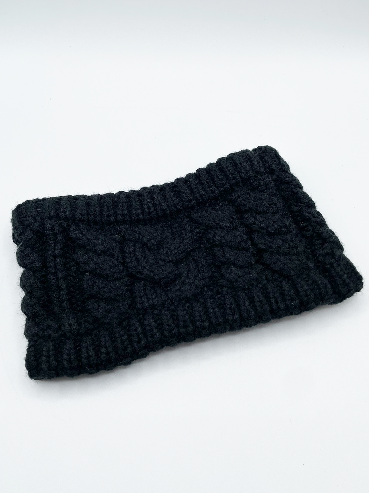 Black Cable Knitted Headband