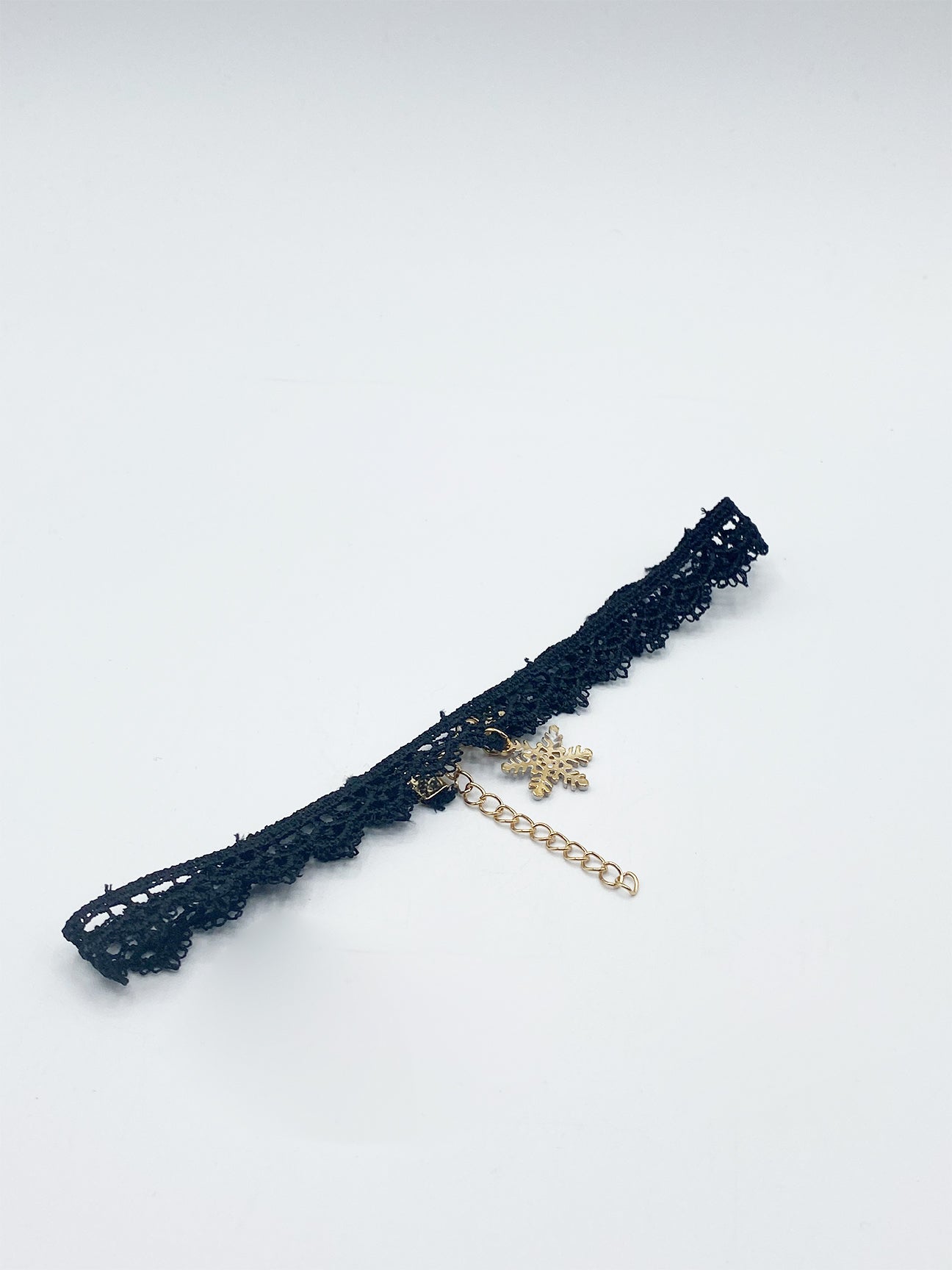 Black Lace Choker With Snowflake Charm