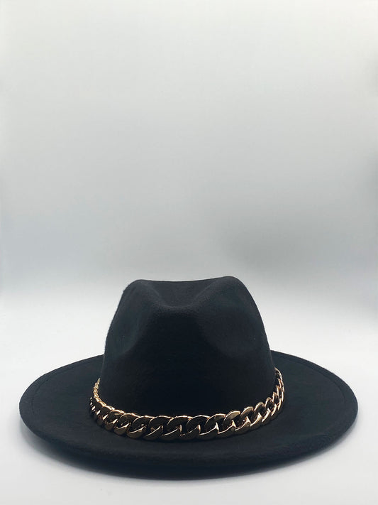 Black Trilby With Chain Band