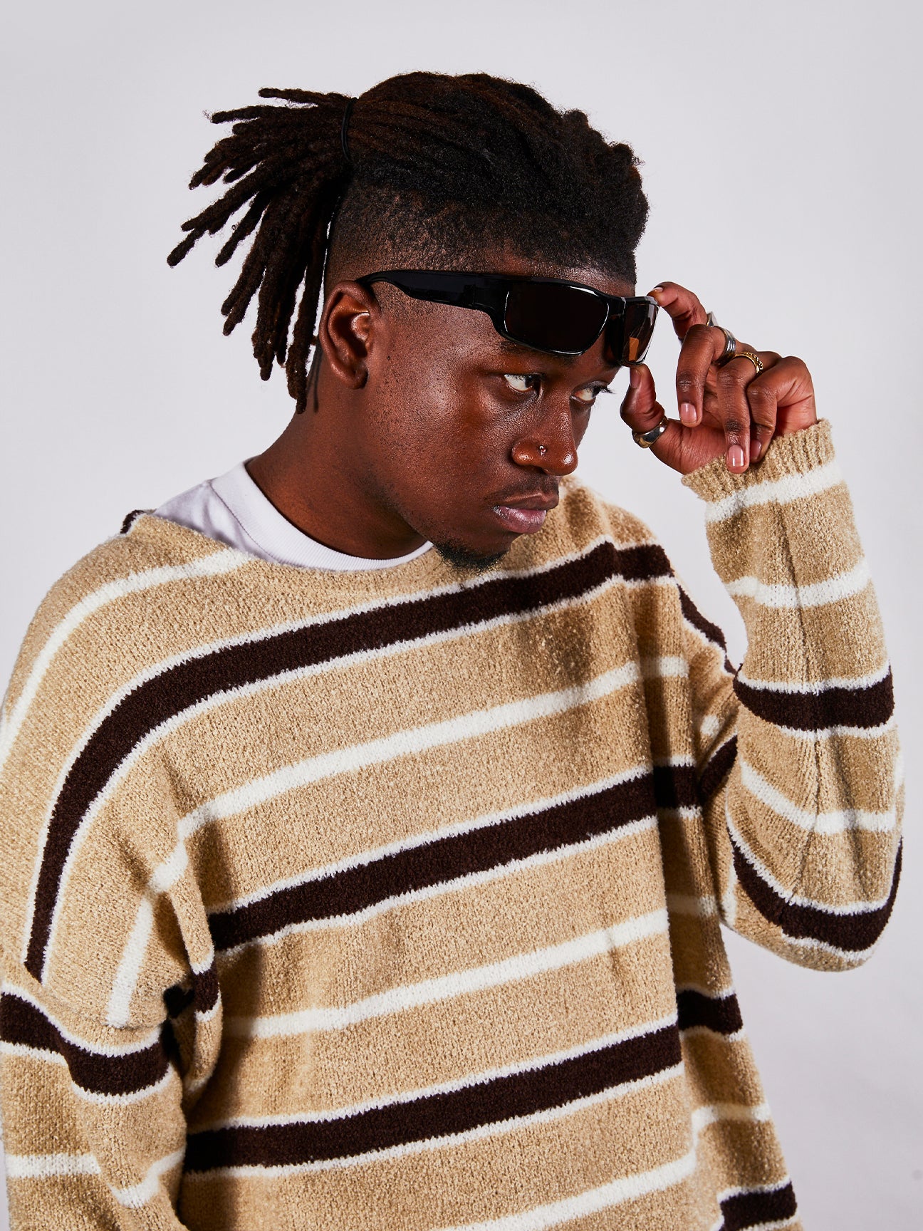 Black Racer Style Sunglasse swith Brown Lenses