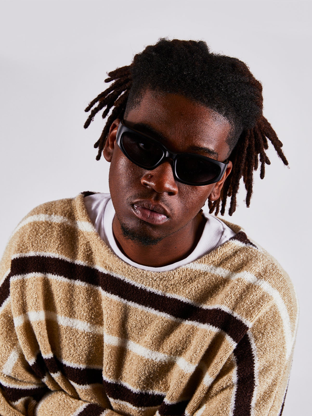 Matte Black Racer Style Sunglasses with Black Lenses