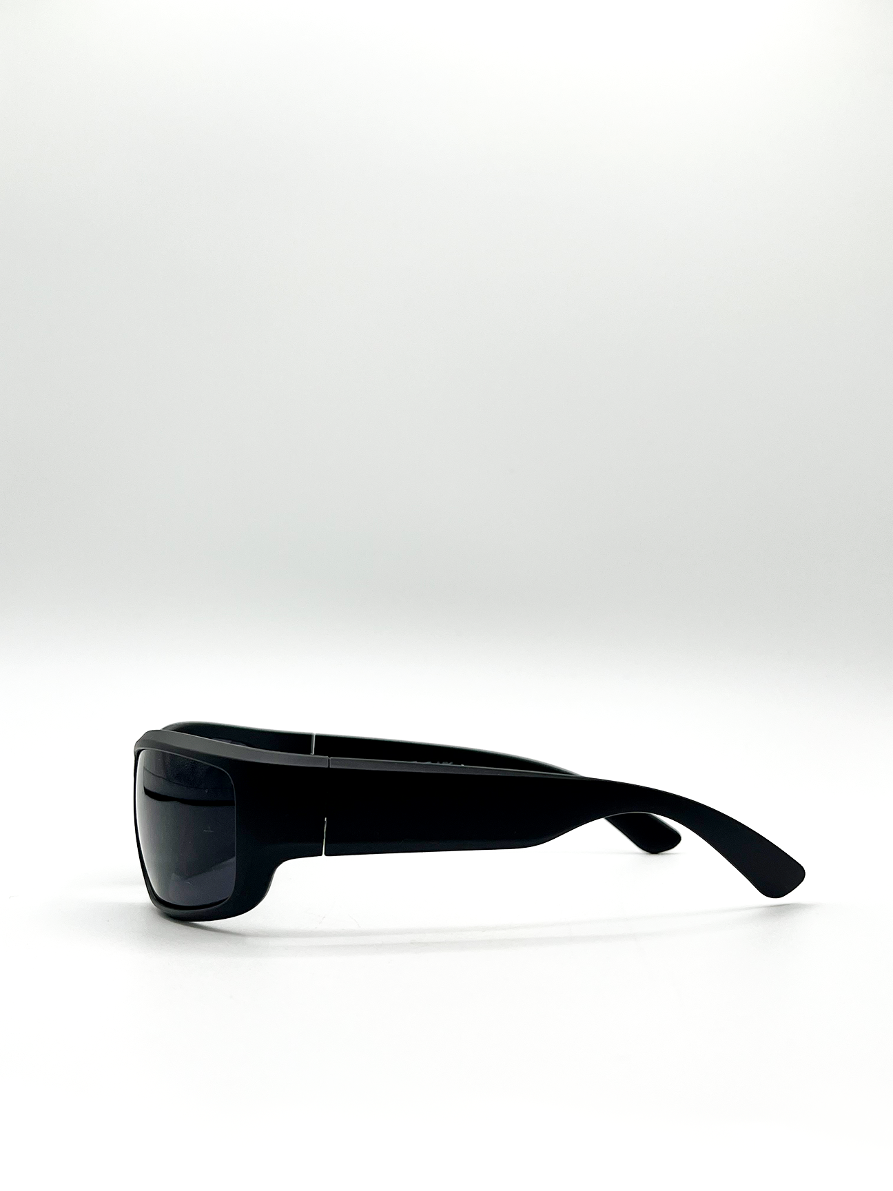 Matte Black Racer Style Sunglasses with Black Lenses