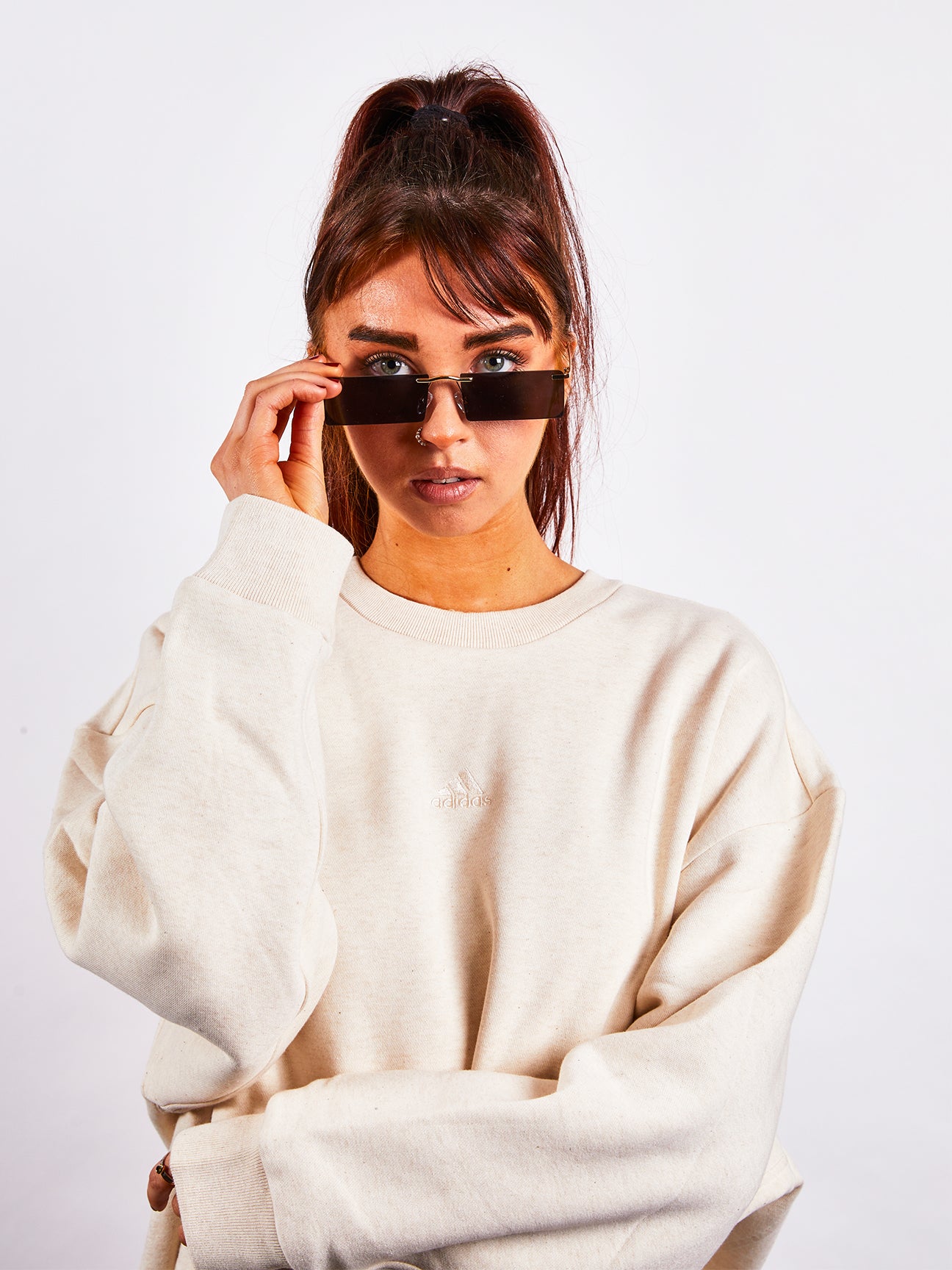 Black Frameless Rectangle Sunglasses with Metal Arms