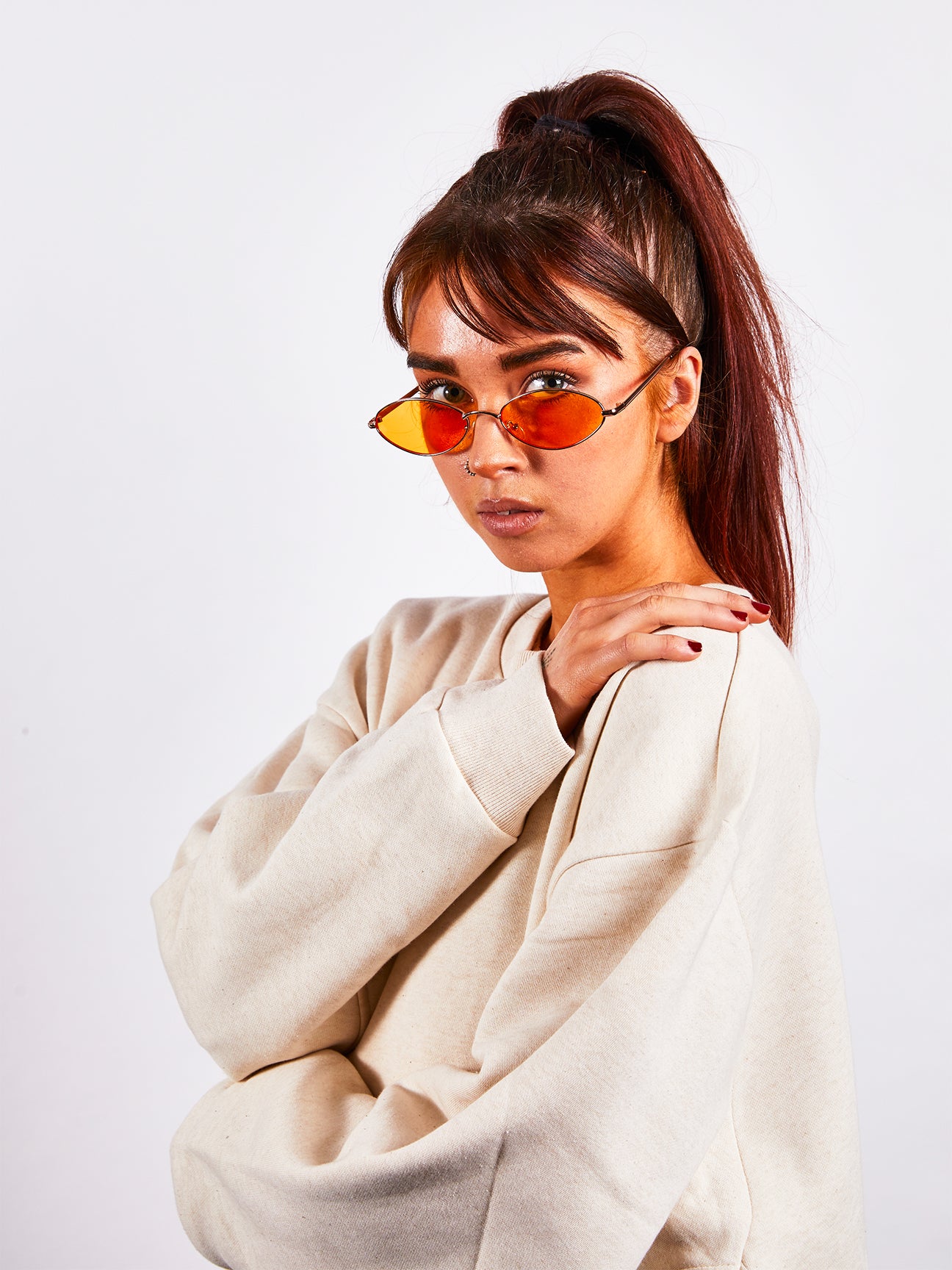 Orange Diamond Lense Metal Frame Sunglasses