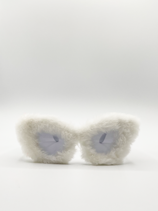 Faux fur novelty sunglasses in white
