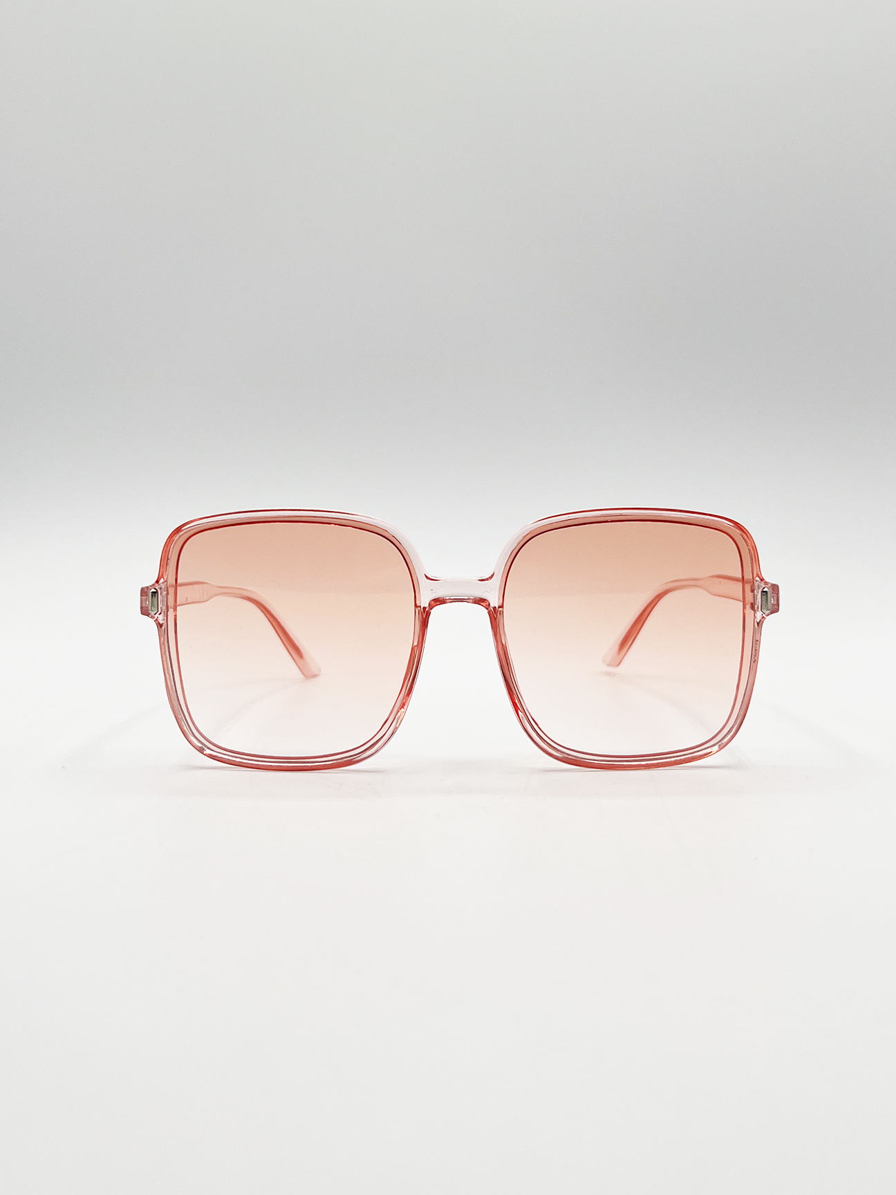 Oversized Lightweight Square Frame Sunglasses in Pale Pink