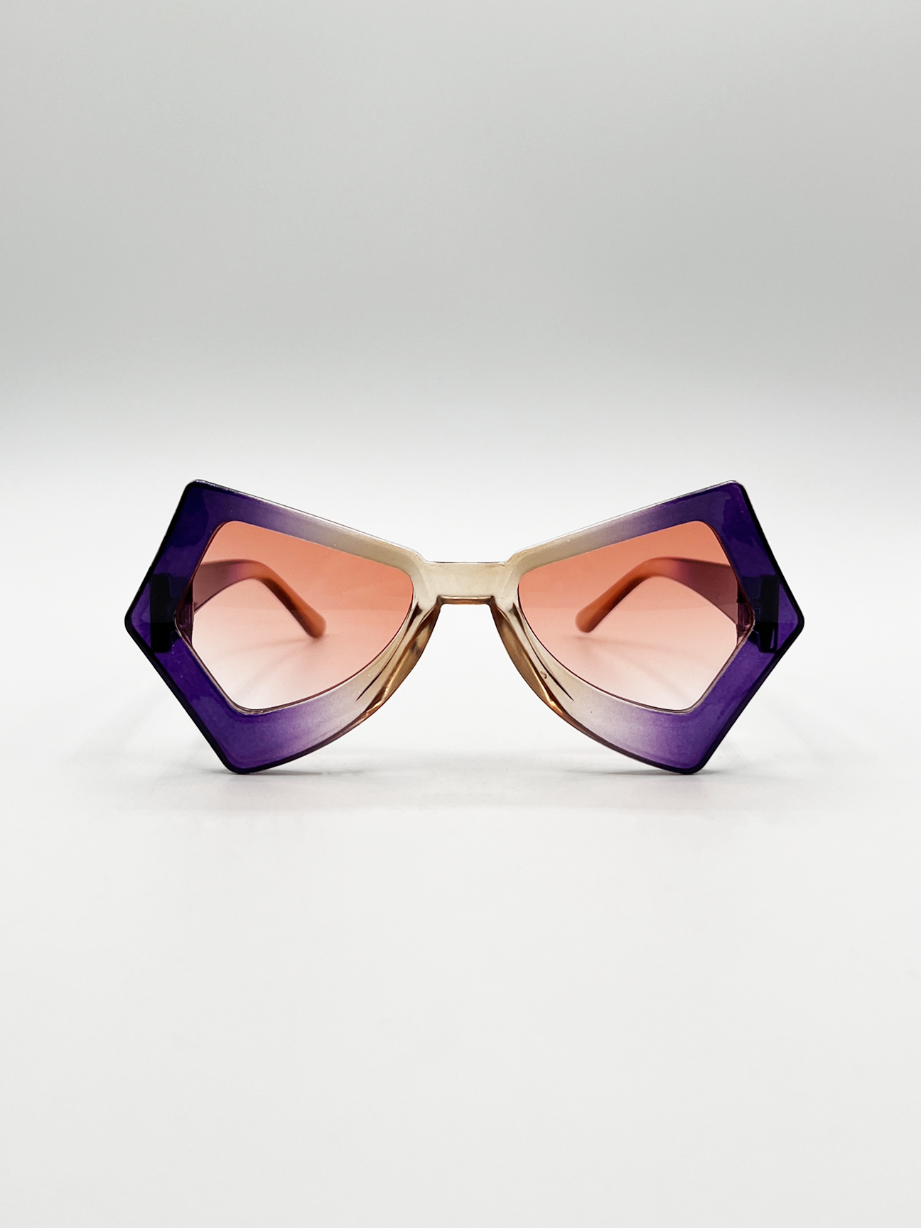 2 Tone Angular Sunglasses in Purple