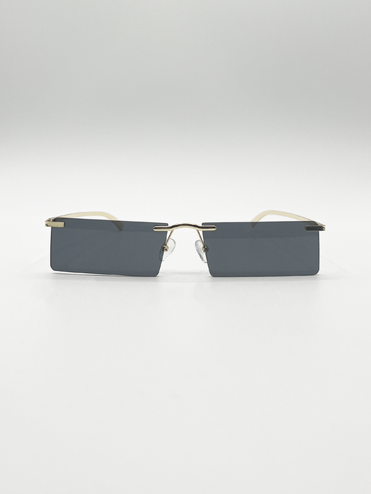 Frameless Rectangle Sunglasses in Black