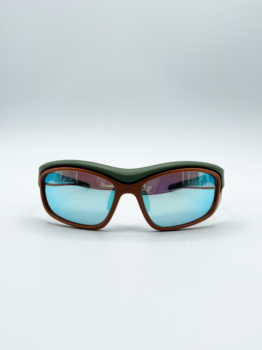 Cycling Style Glasses in Multi with Mirrored lens