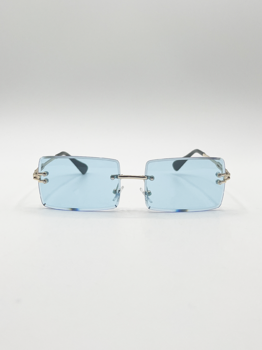 Frameless Square Sunglasses in Pale Blue