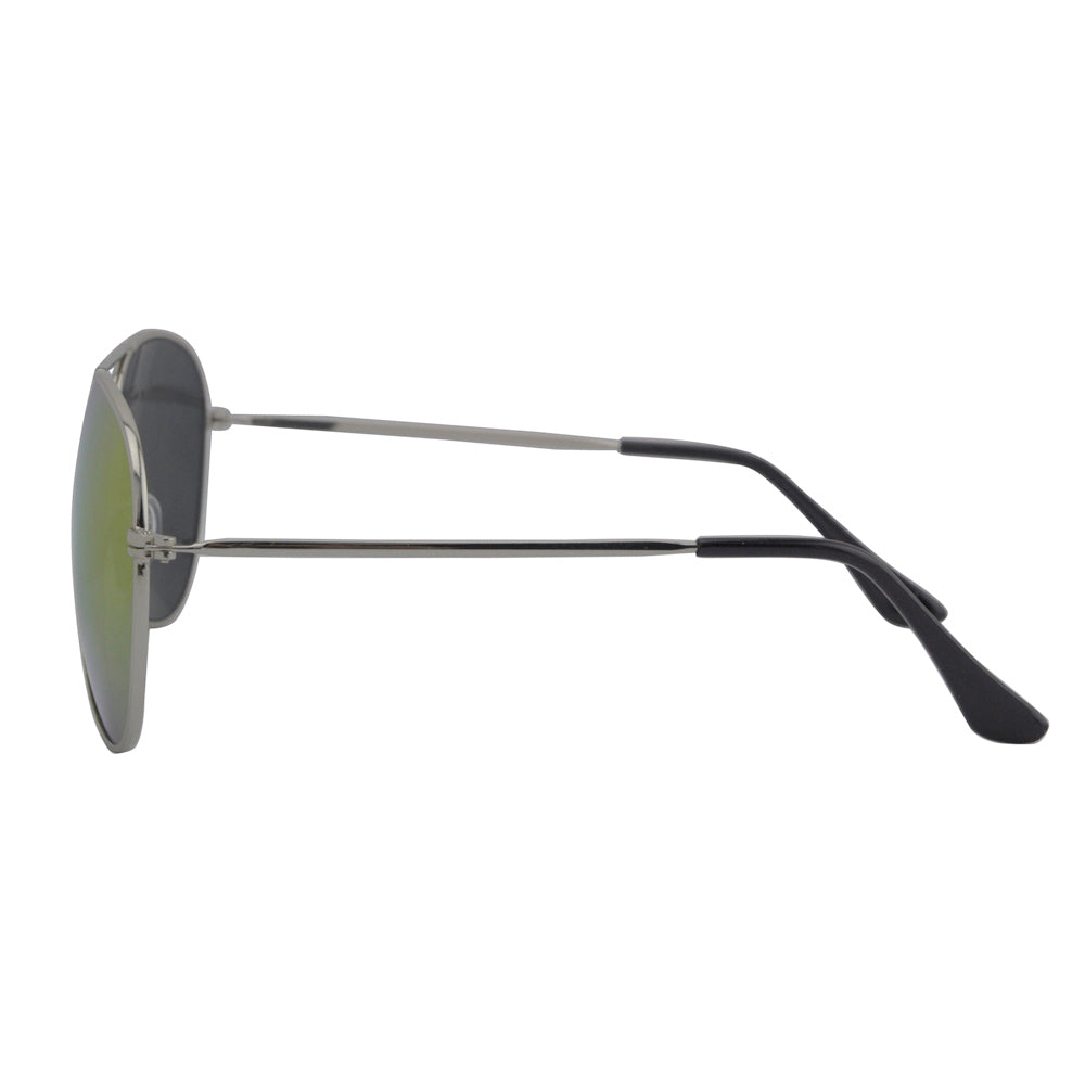 Silver Frame Aviator Sunglasses with Gold Revo Lens