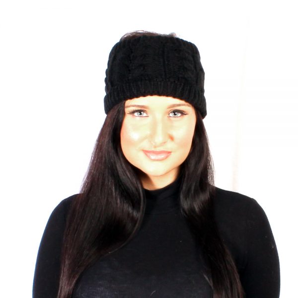 Black Cable Knitted Headband
