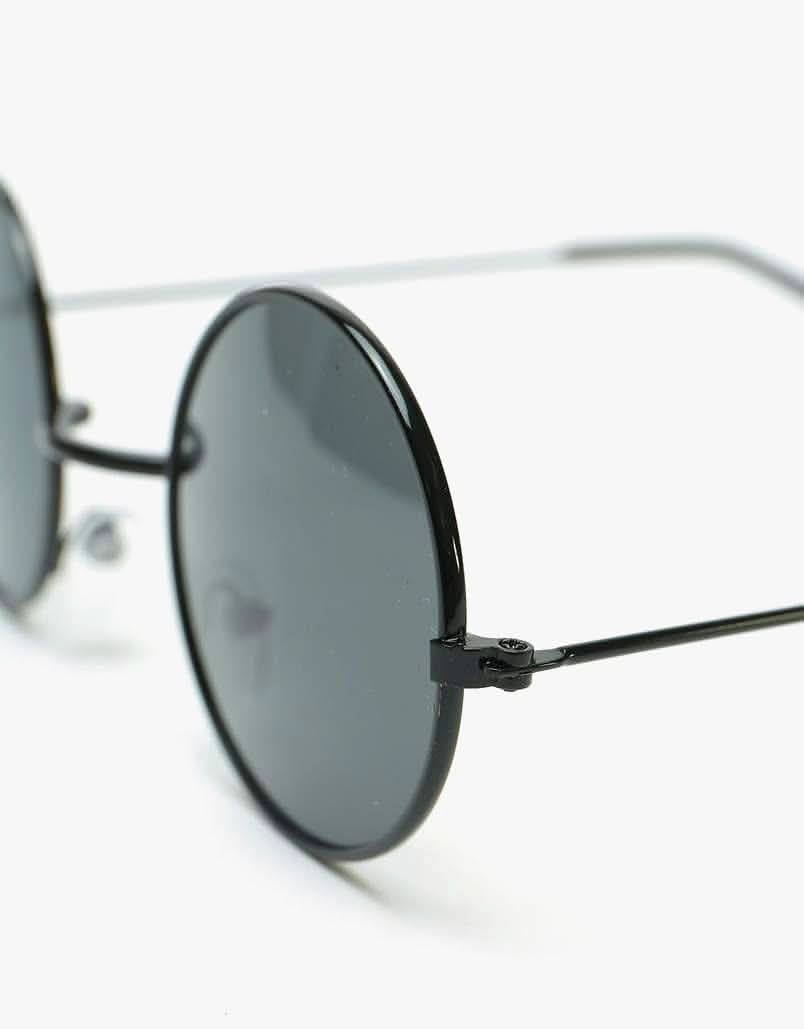 Round Metal Sunglasses In Shiny Black
