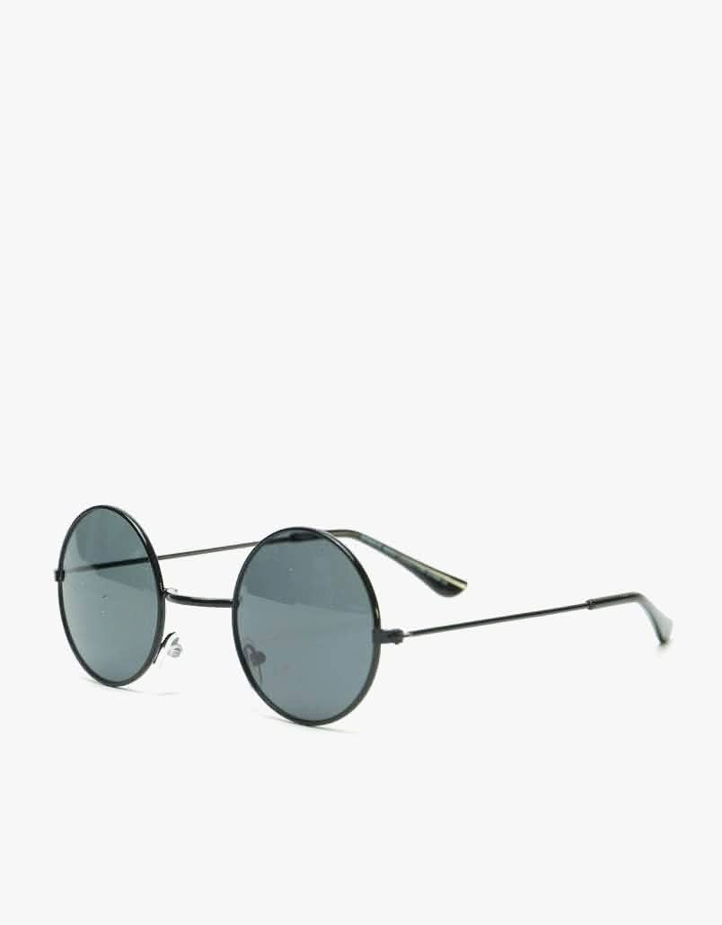 Round Metal Sunglasses In Shiny Black