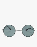 Round Metal Sunglasses In Shiny Black