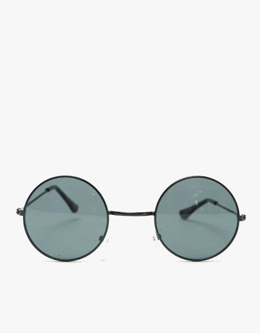 Round Metal Sunglasses In Shiny Black