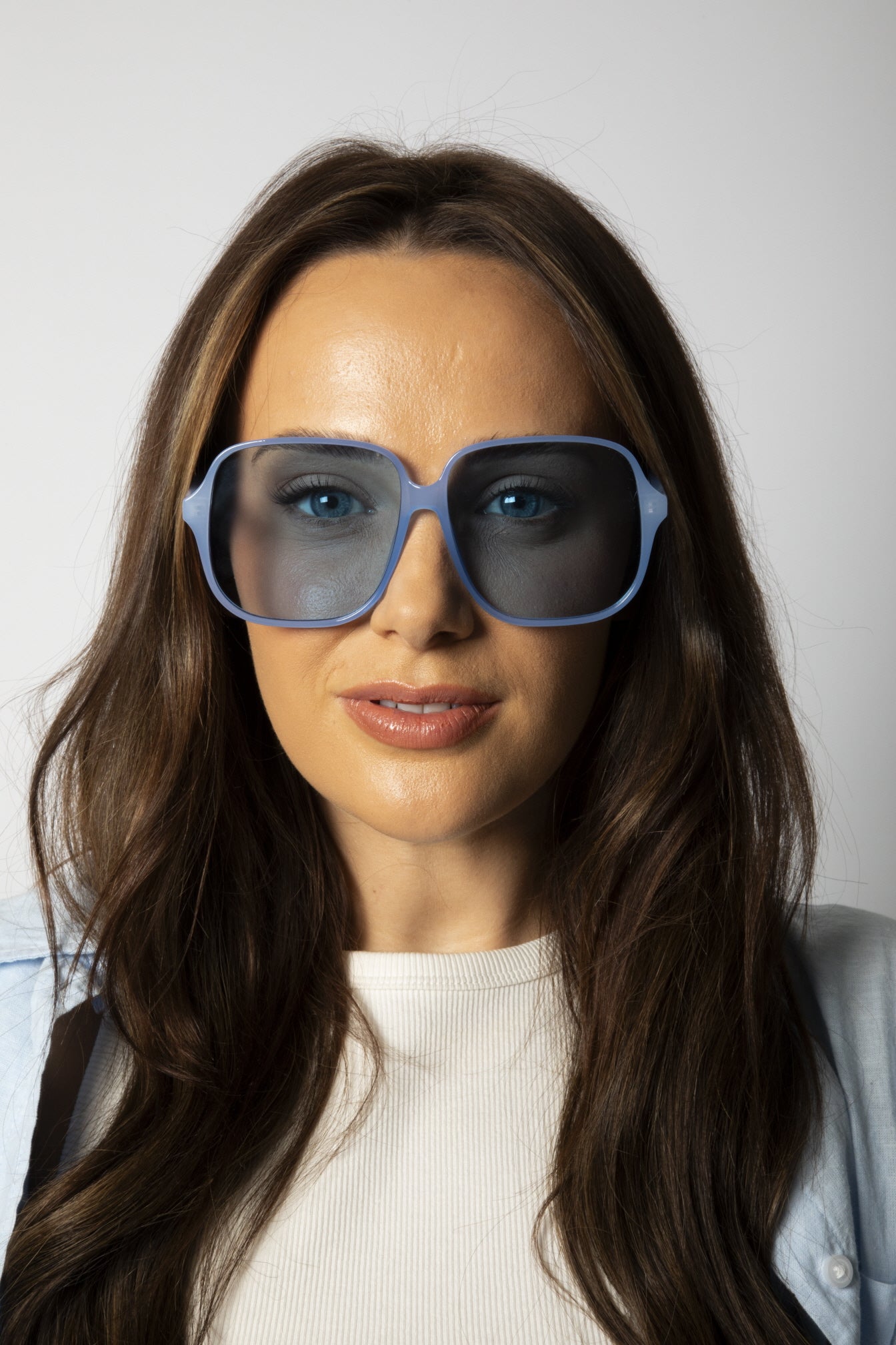 Oversized Lightweight Square Frame Sunglasses in Blue