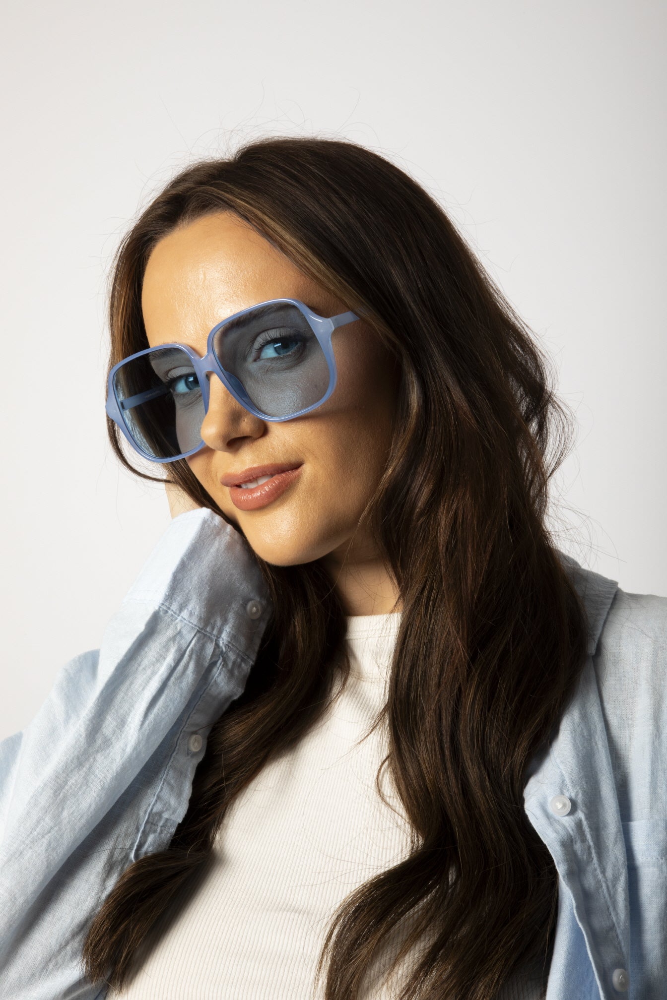 Oversized Lightweight Square Frame Sunglasses in Blue