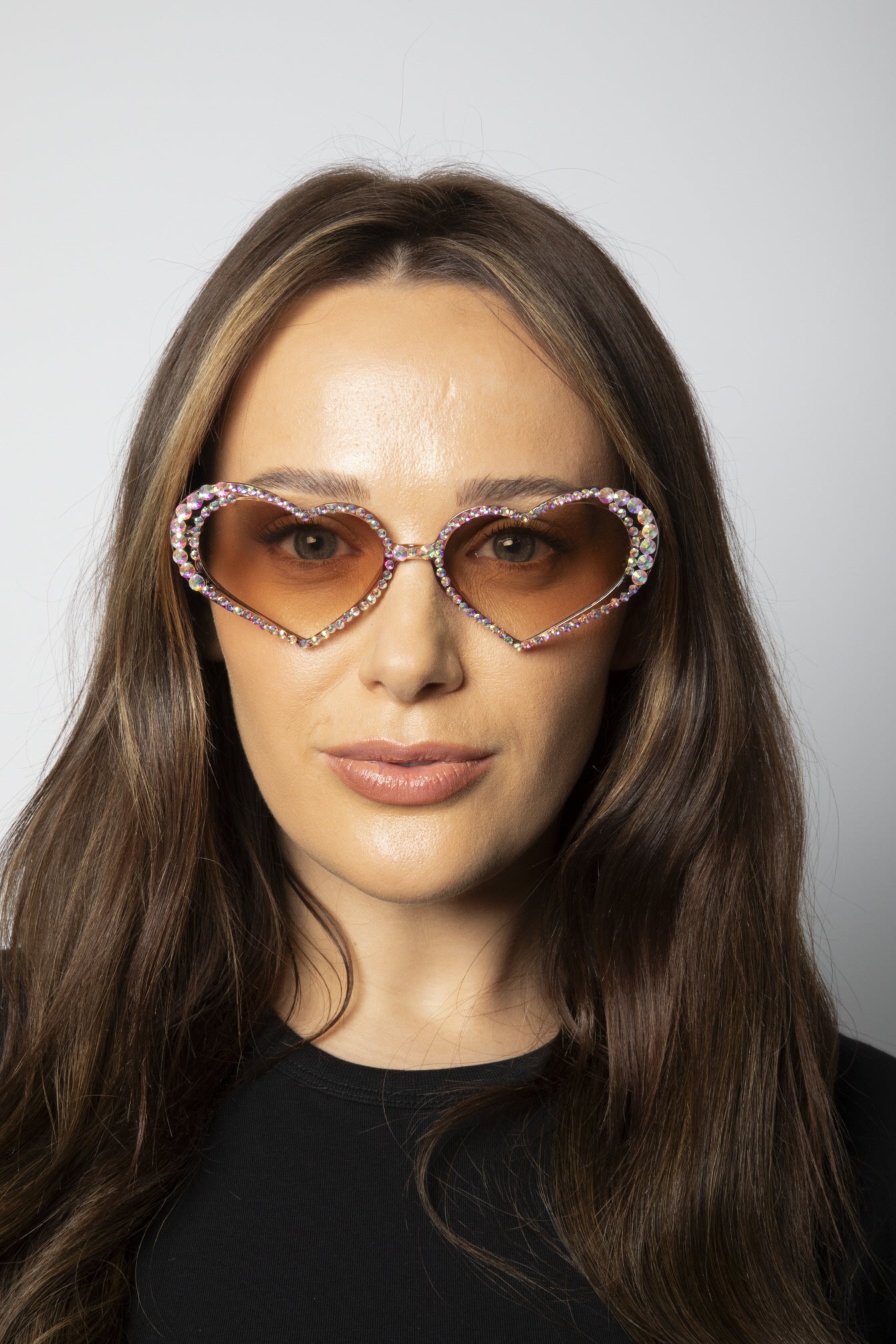 Heart Sunglasses with Gem Detail in Champagne