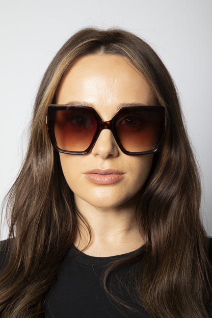 Oversize Cateye Sunglasses with Diamante Detail in Tortoise