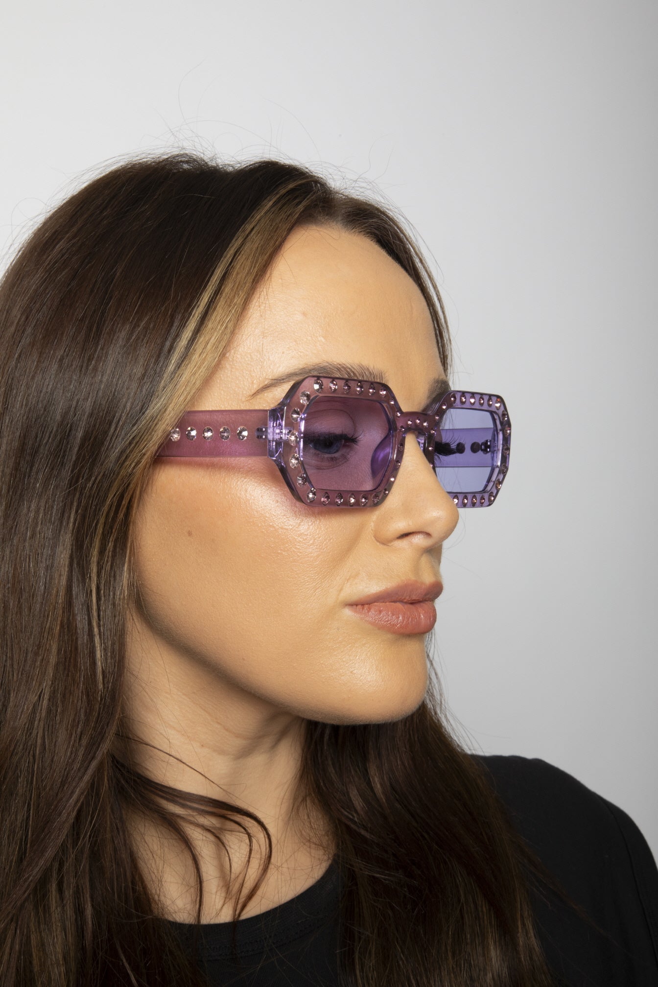 Oval Festival Glasses with Gem Detail in Purple