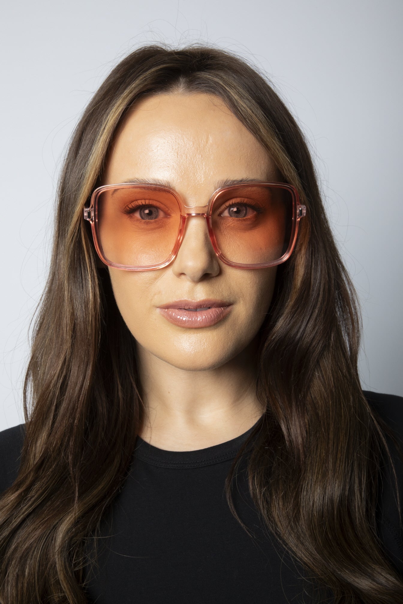 Oversized Lightweight Square Frame Sunglasses in Pale Pink