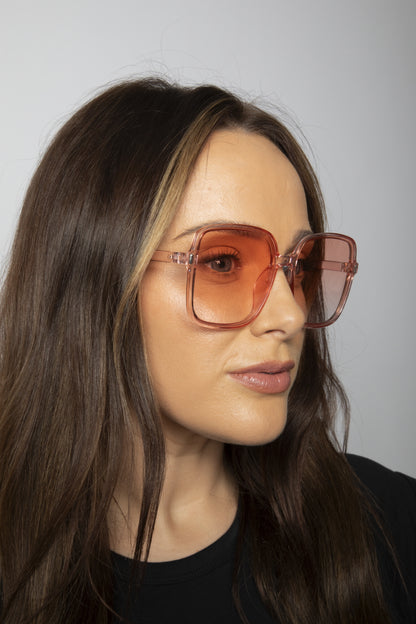 Oversized Lightweight Square Frame Sunglasses in Pale Pink