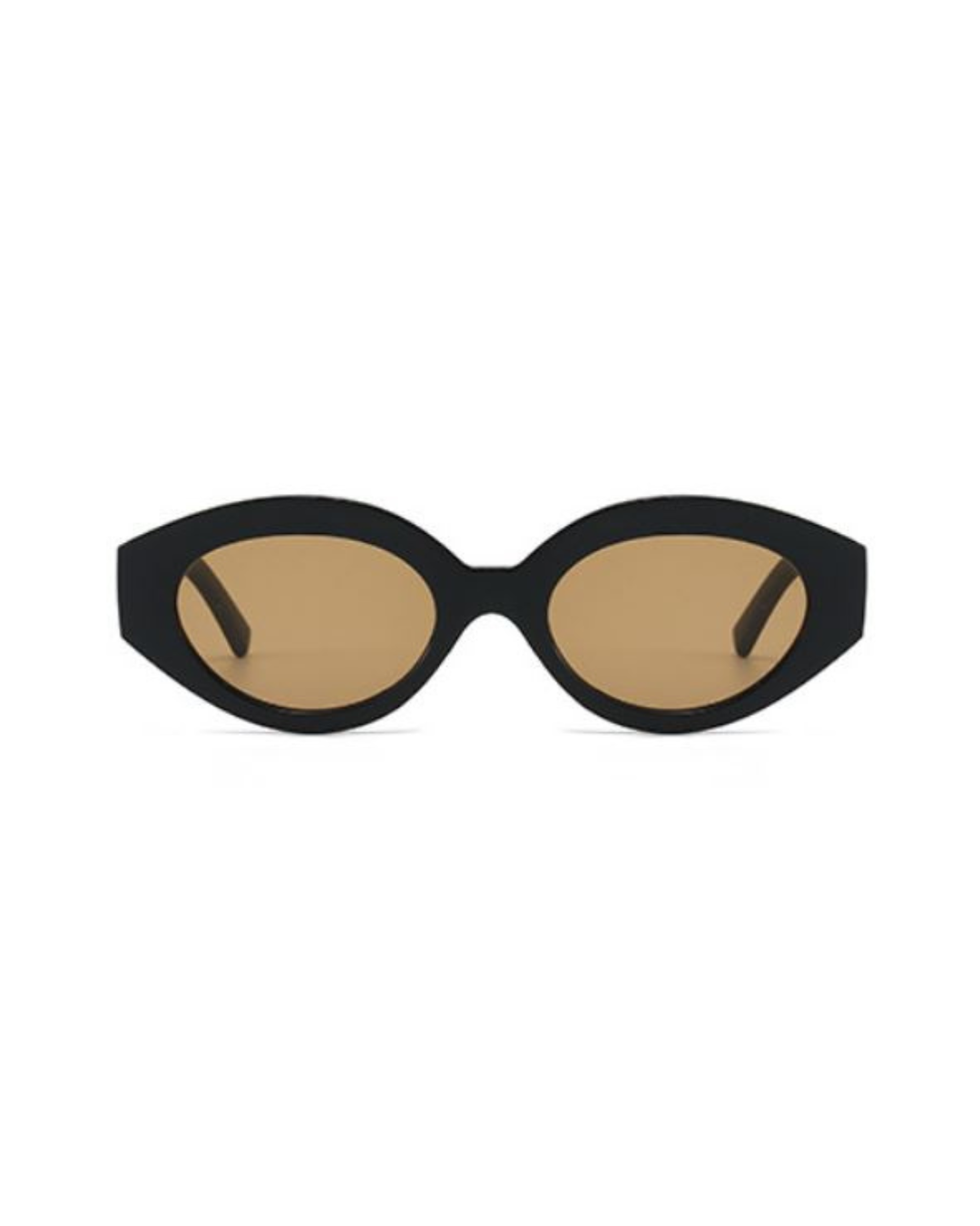 Retro Small Oval Sunglasses Black Brown