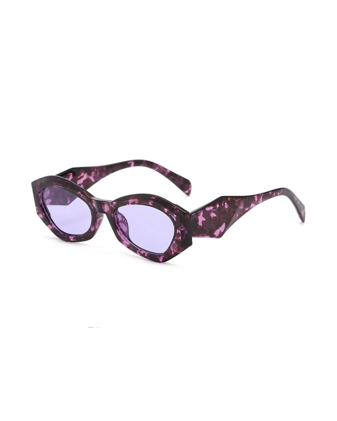 Retro Polygonal Cat-Eye Sunglasses in Purple