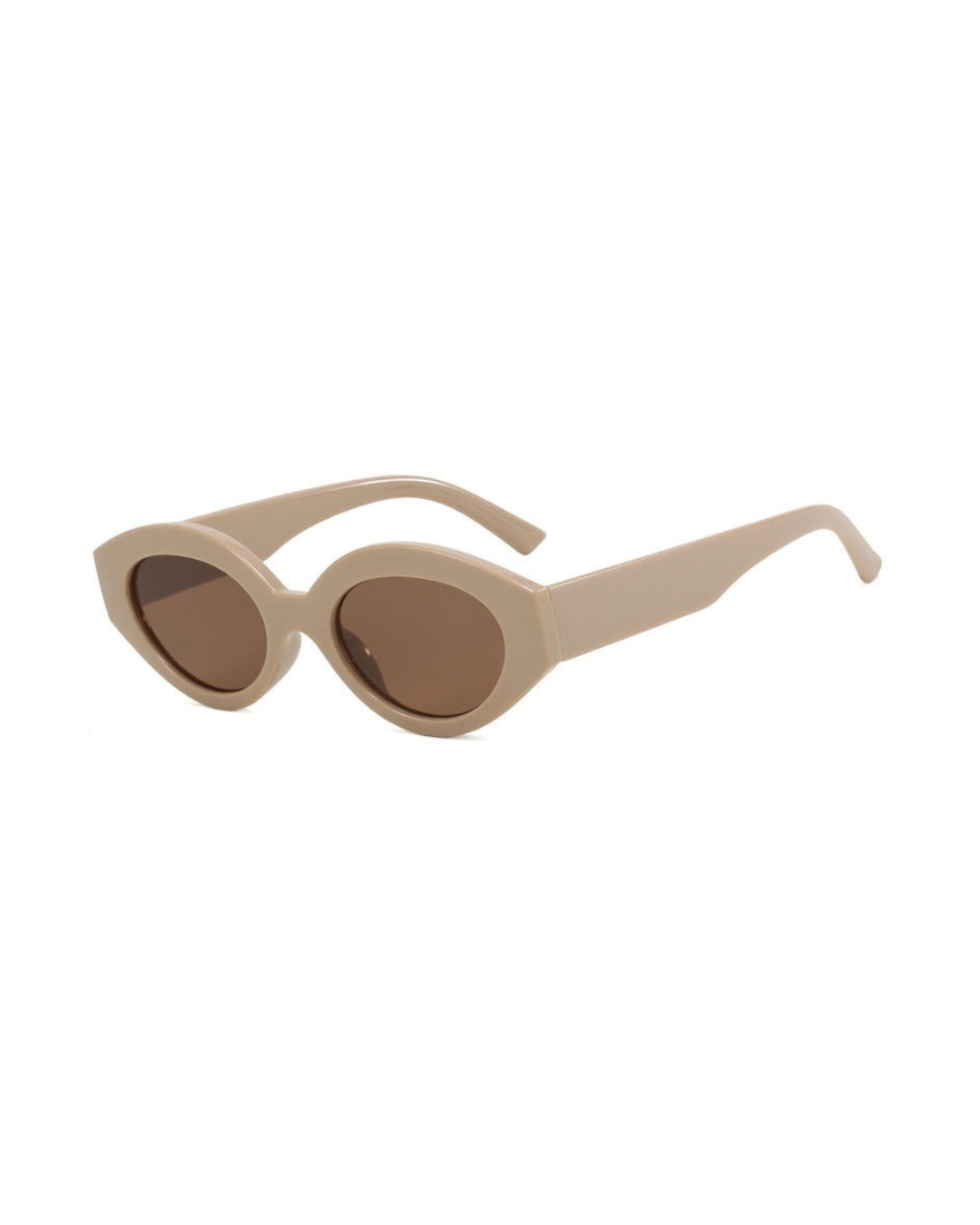 Retro Small Oval Sunglasses Beige