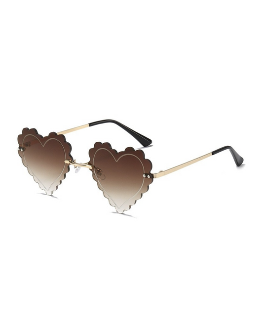 Scallop Heart Sunglasses in Brown