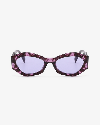 Retro Polygonal Cat-Eye Sunglasses in Purple