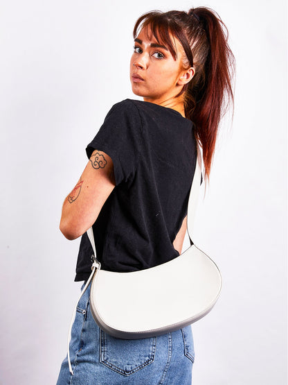 SVNX PU Leather Saddle Bag with adjustable strap in unbleached