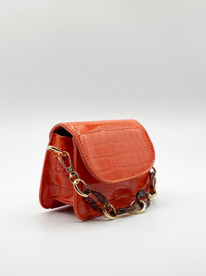 Moc croc cross body bag with chunky chain