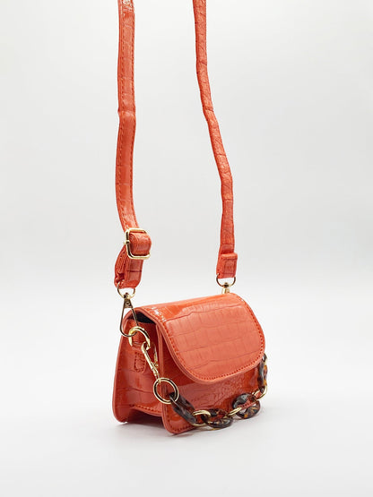 Moc croc cross body bag with chunky chain