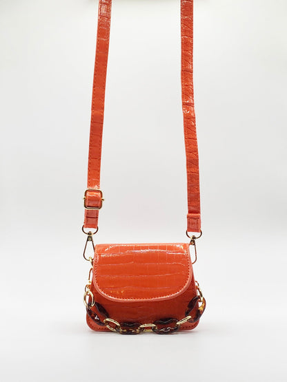 Moc croc cross body bag with chunky chain