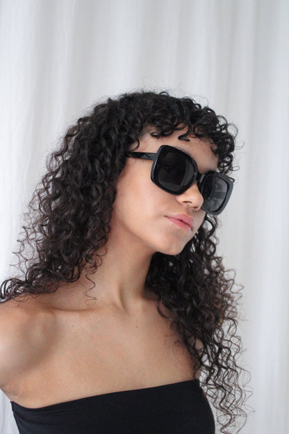 Black Oversized Square Sunglasses with Smoke Mono Lenses