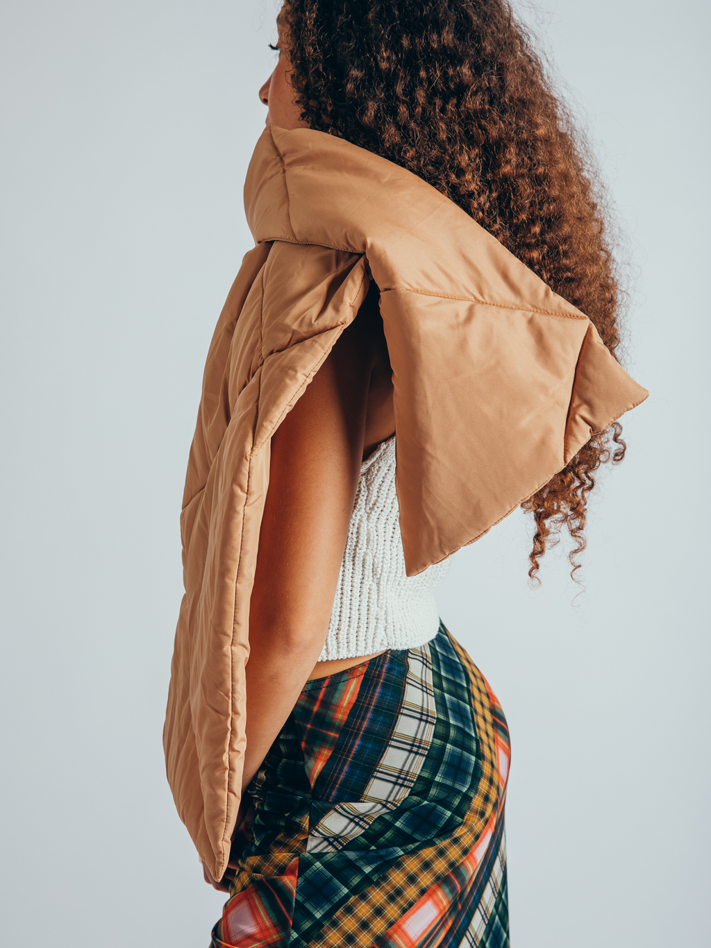 Puffer Scarf in Beige