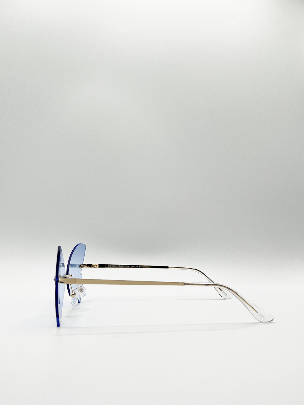 Frameless Blue Butterfly Sugnlasses with Metal Arms