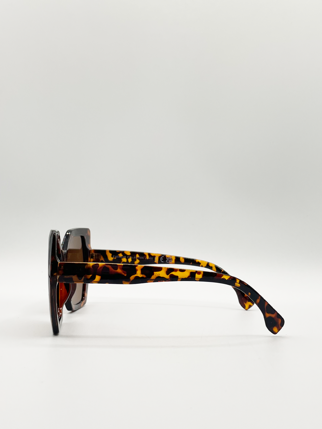 Tortoiseshell Shape_Oversized Cat Eye Sunglasses with Brown Lense