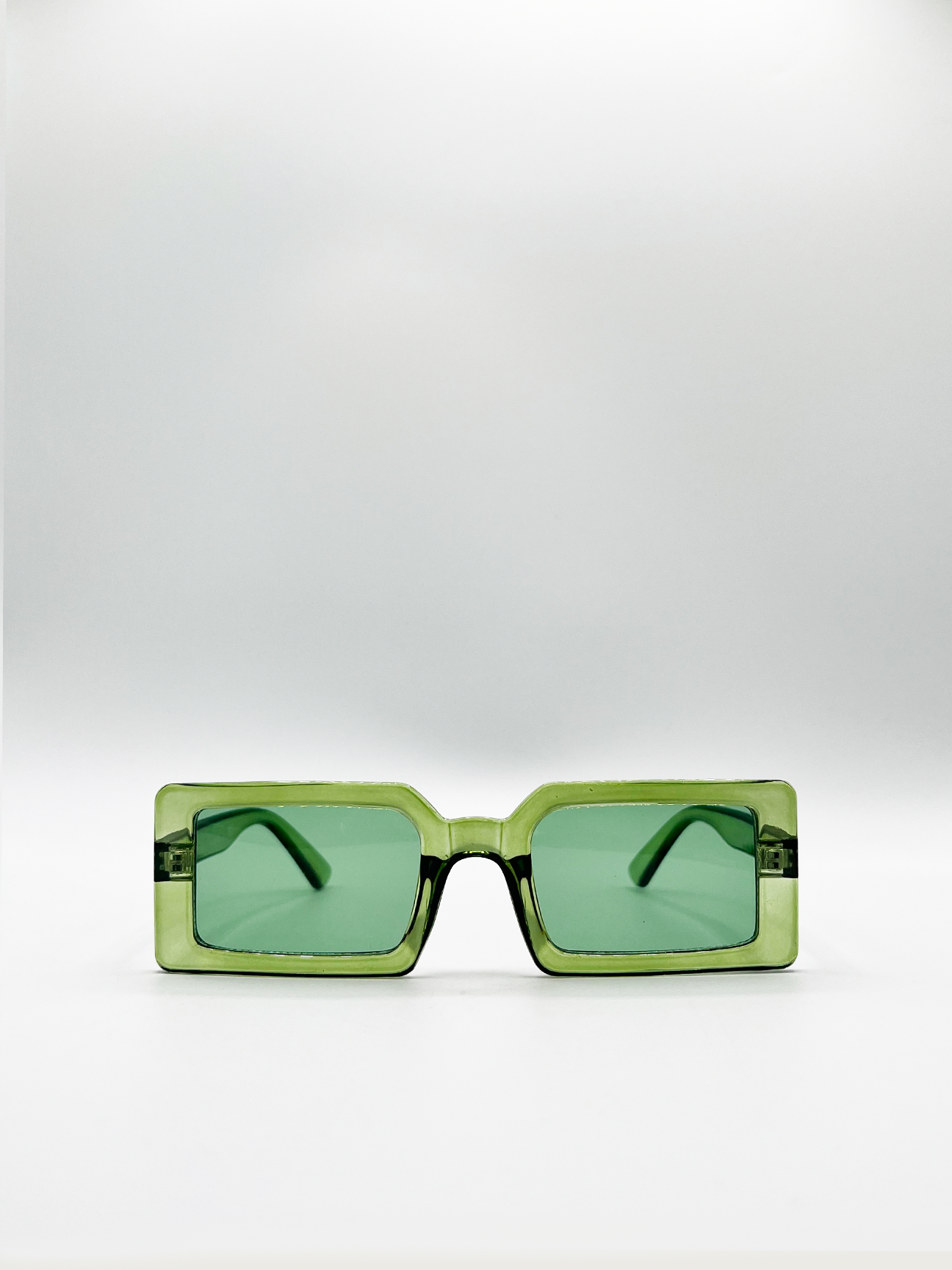 Square Frame Sunglasses in Green with Green lens