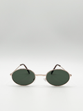 Retro Oval ,Shape Sunglasses in Gold